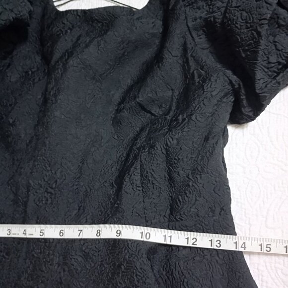Simonett Beya Dress Black Size S Puff Sleeve Textured Fabricv Womens - Picture 11 of 11